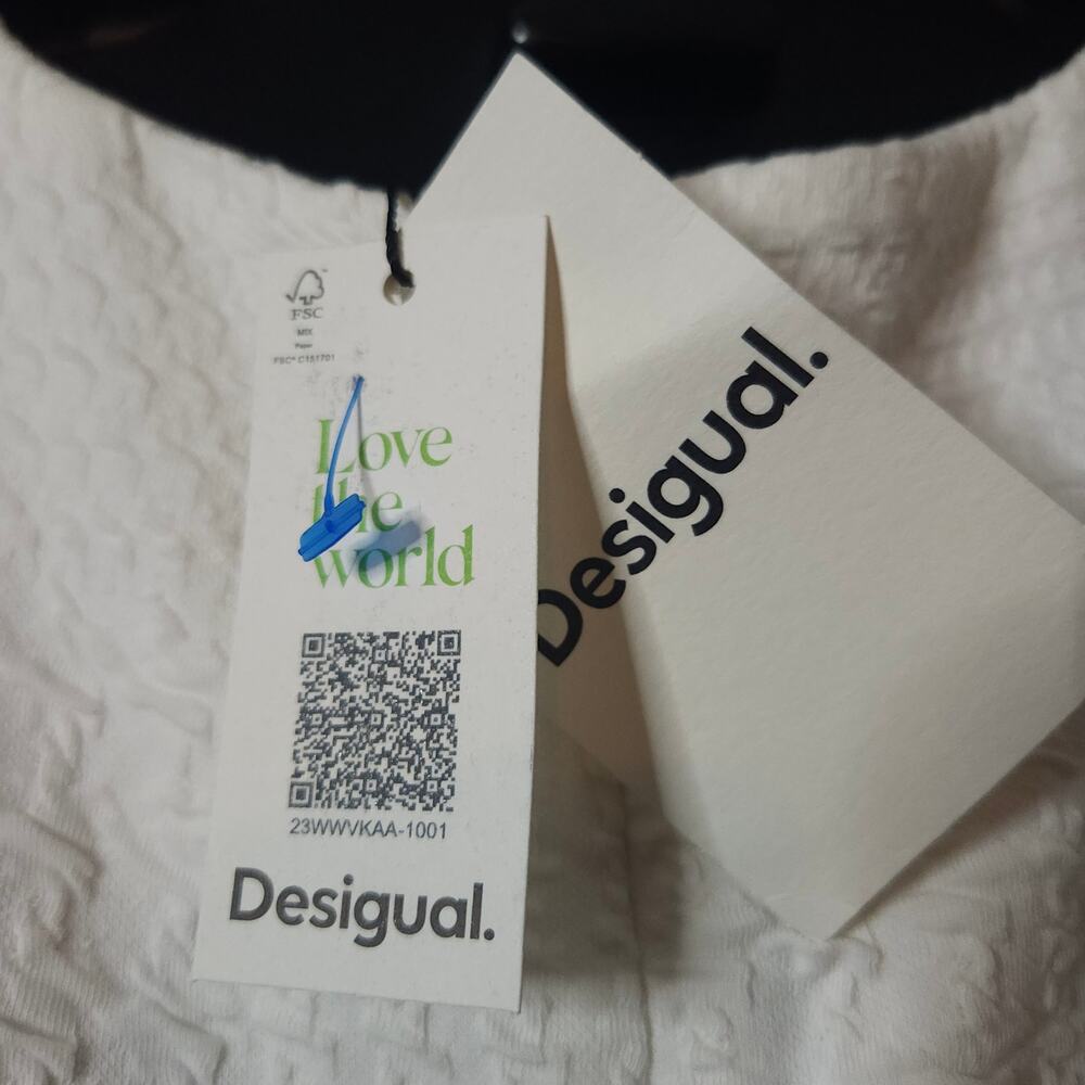 Desigual Dress Women Large White Textured Shift Bodycon NWT $145 - Picture 5 of 11